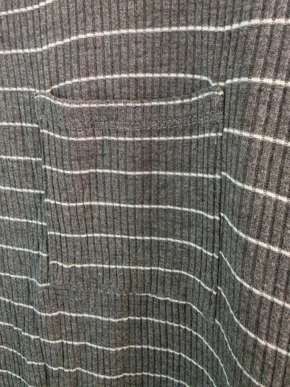 Nicole Miller NY Pajama Dress Large Gray White Striped Ribbed Sleep Shirt Tunic - Picture 7 of 8